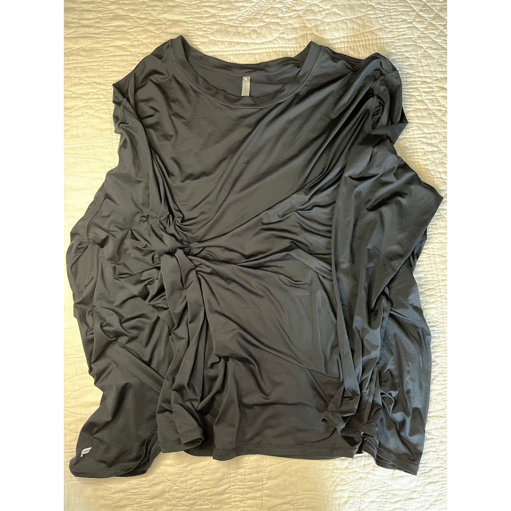 Fabletics Womens 3X Black Long Sleeve Activewear Top Crew Neck Athletic Gym Top